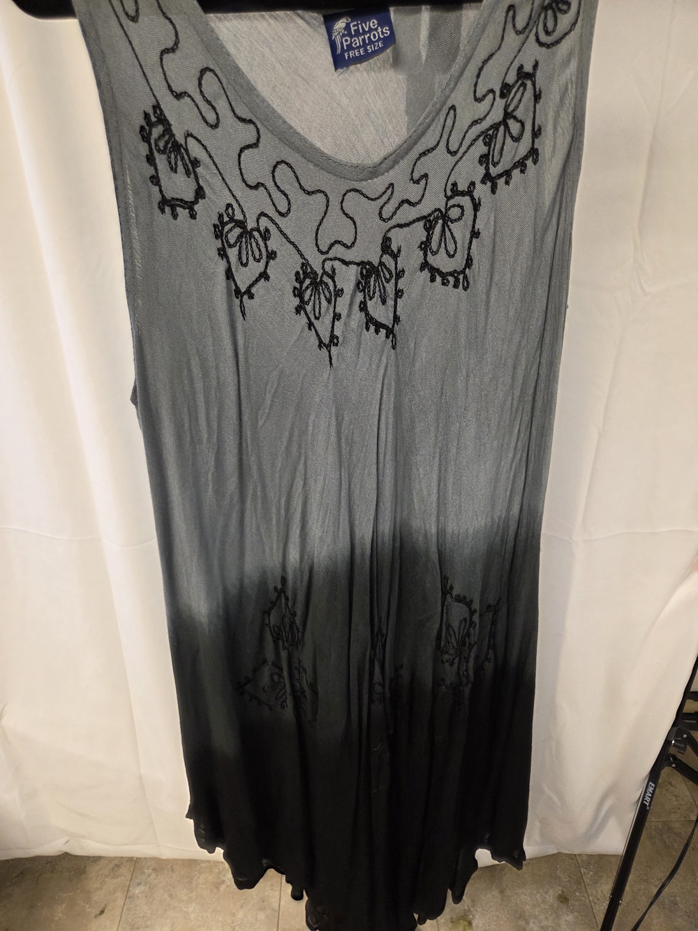 Grey Ombre Embroidered Swim Coverup